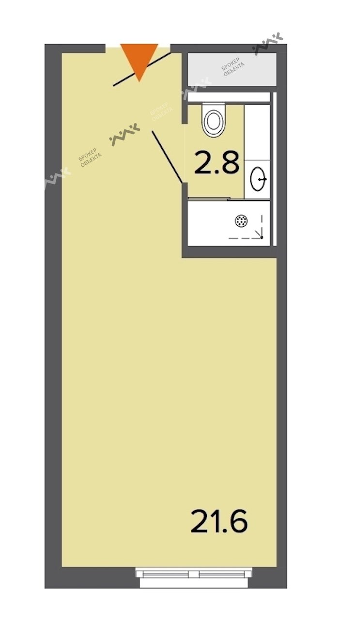 1 комн. кв. 24.4 m2 8/13 этаж Заозерная ул., д.1 Купить по цене 4550000 ₽